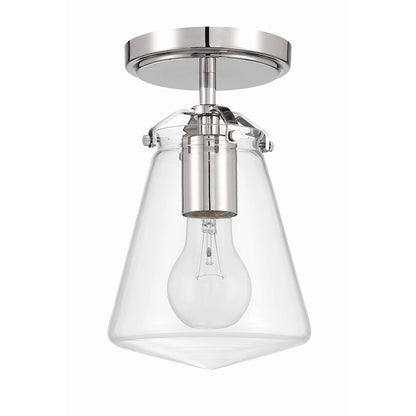 Crystorama Voss 1 Light Semi Flush Mount, Nickel/Clear