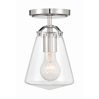 Crystorama Voss 1 Light Semi Flush Mount, Nickel/Clear