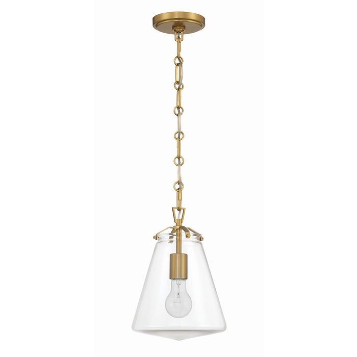 Crystorama Voss 1 Light 11" Mini Pendant, Luxe Gold/Clear Glass