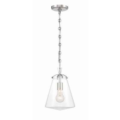 Crystorama Voss 1 Light Mini Pendant, Polished Nickel/Clear Glass - VSS-7003-PN