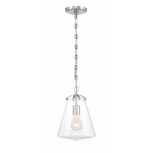 Crystorama Voss 1 Light Mini Pendant, Polished Nickel/Clear Glass - VSS-7003-PN