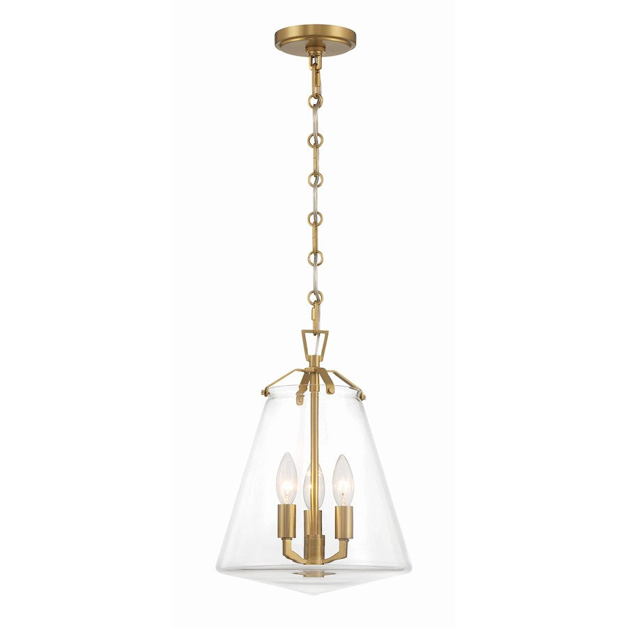 Crystorama Voss 3 Light Mini Chandelier, Luxe Gold/Clear Glass - VSS-7004-LG