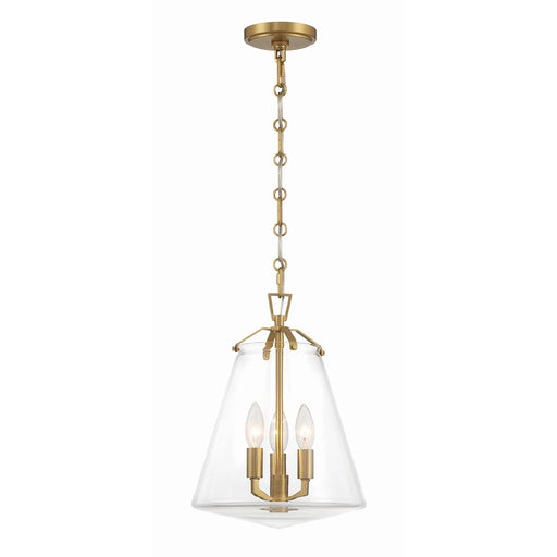 Crystorama Voss 3 Light Mini Chandelier, Luxe Gold/Clear Glass - VSS-7004-LG