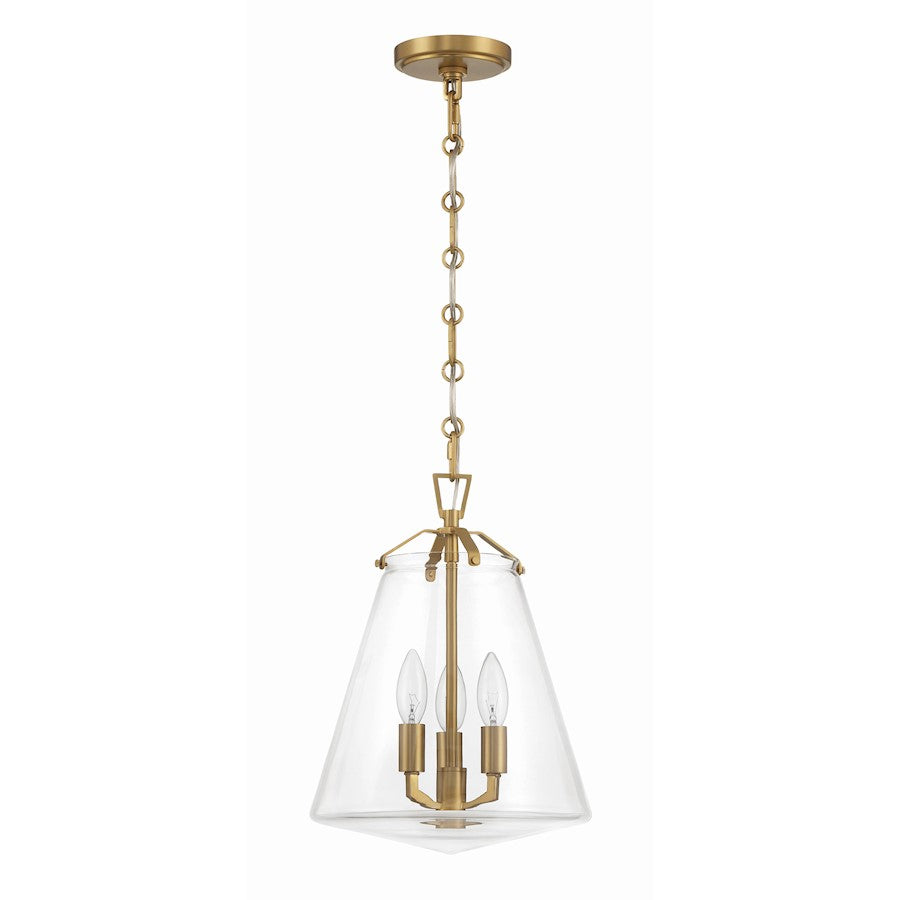 3 Light Mini Chandelier, Luxe Gold