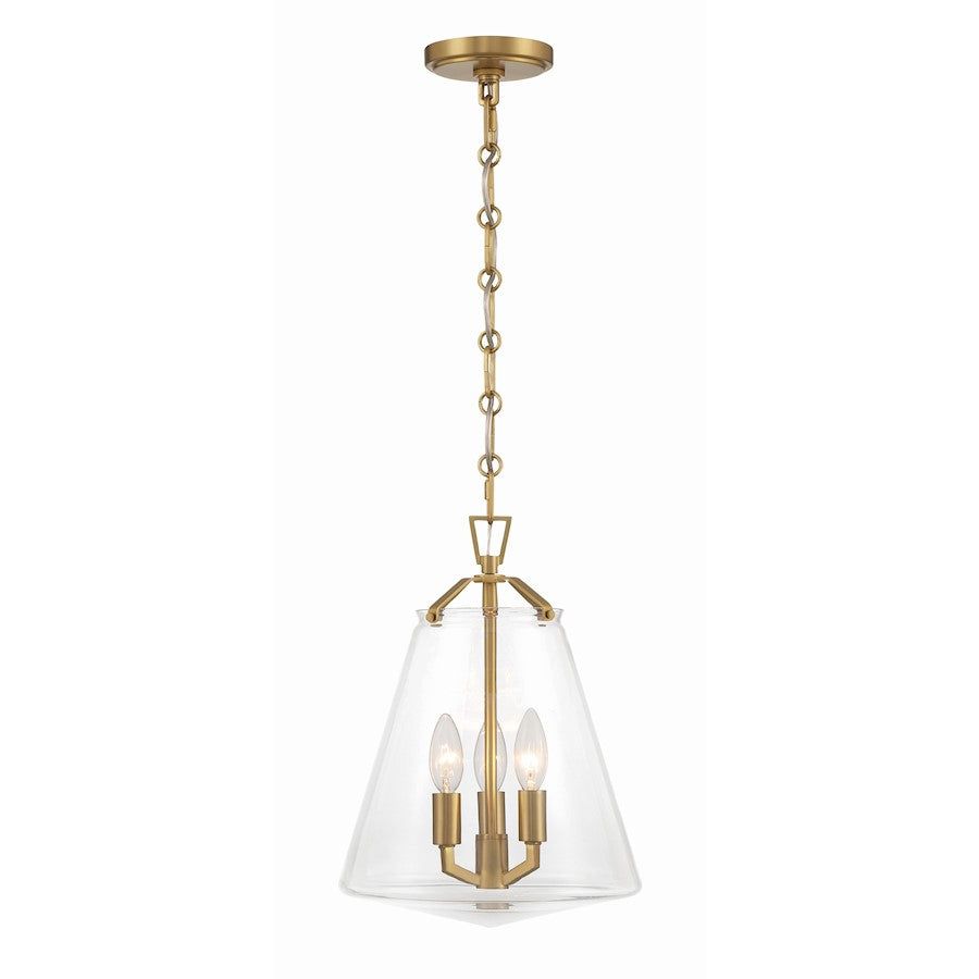 3 Light Mini Chandelier, Luxe Gold