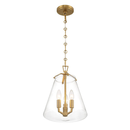 3 Light Mini Chandelier, Luxe Gold