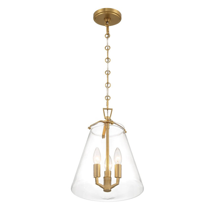 Crystorama Voss 3 Light Mini Chandelier, Luxe Gold/Clear Glass
