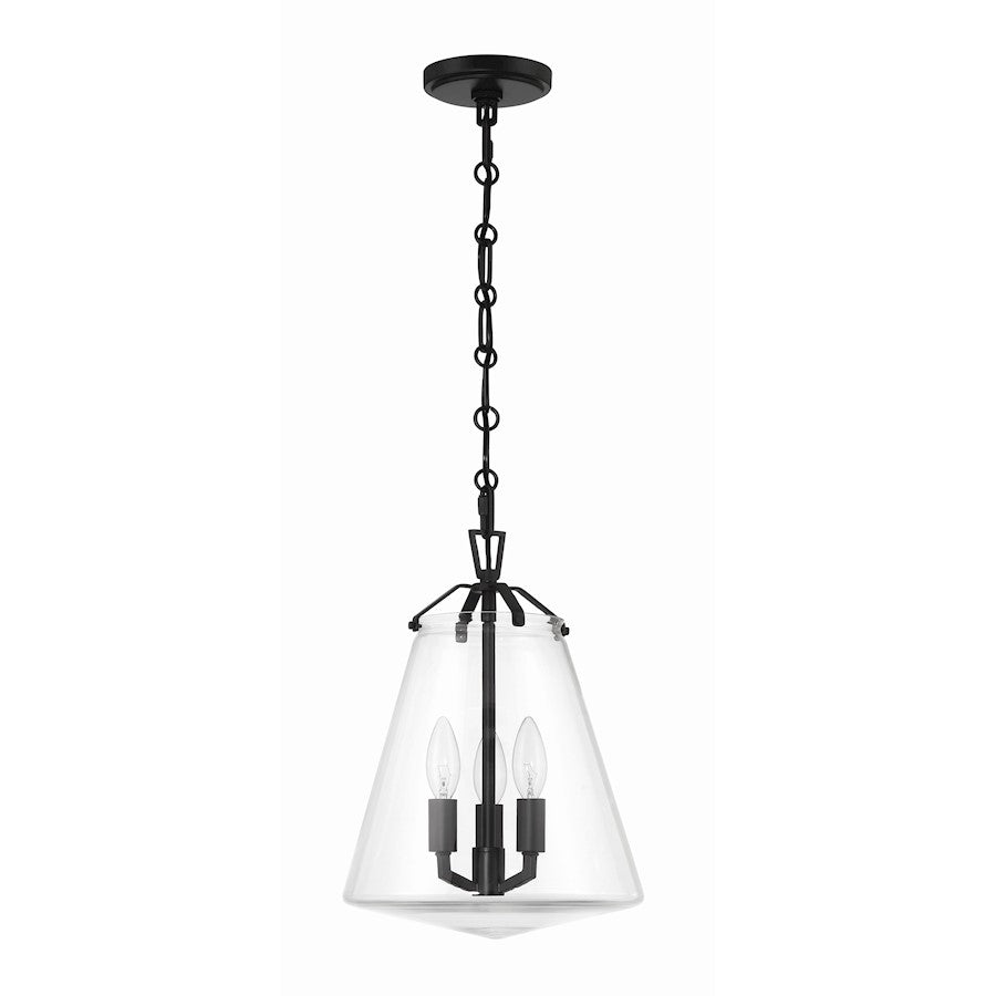 3 Light Mini Chandelier, Matte Black