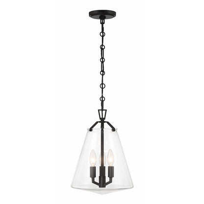 3 Light Mini Chandelier, Matte Black