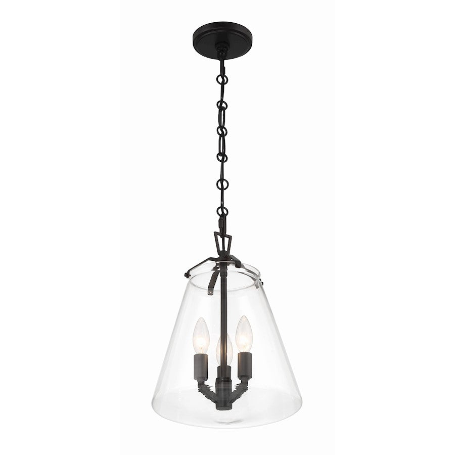 3 Light Mini Chandelier, Matte Black