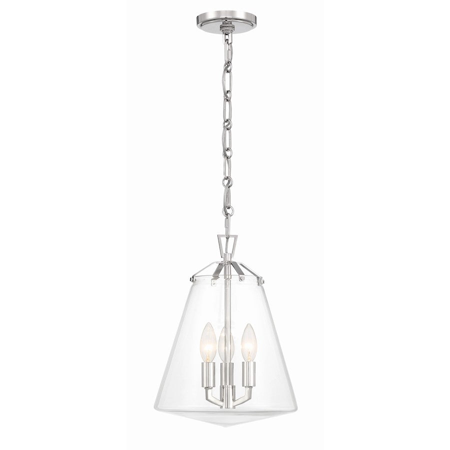 Crystorama Voss 3 Light Mini Chandelier, Polished Nickel/Clear - VSS-7004-PN