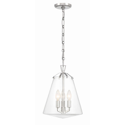 Crystorama Voss 3 Light Mini Chandelier, Polished Nickel/Clear - VSS-7004-PN