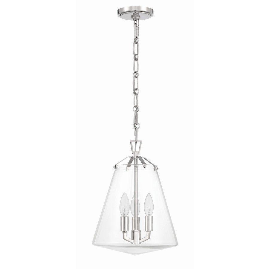 3 Light Mini Chandelier, Polished Nickel