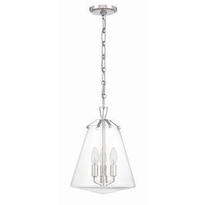 3 Light Mini Chandelier, Polished Nickel