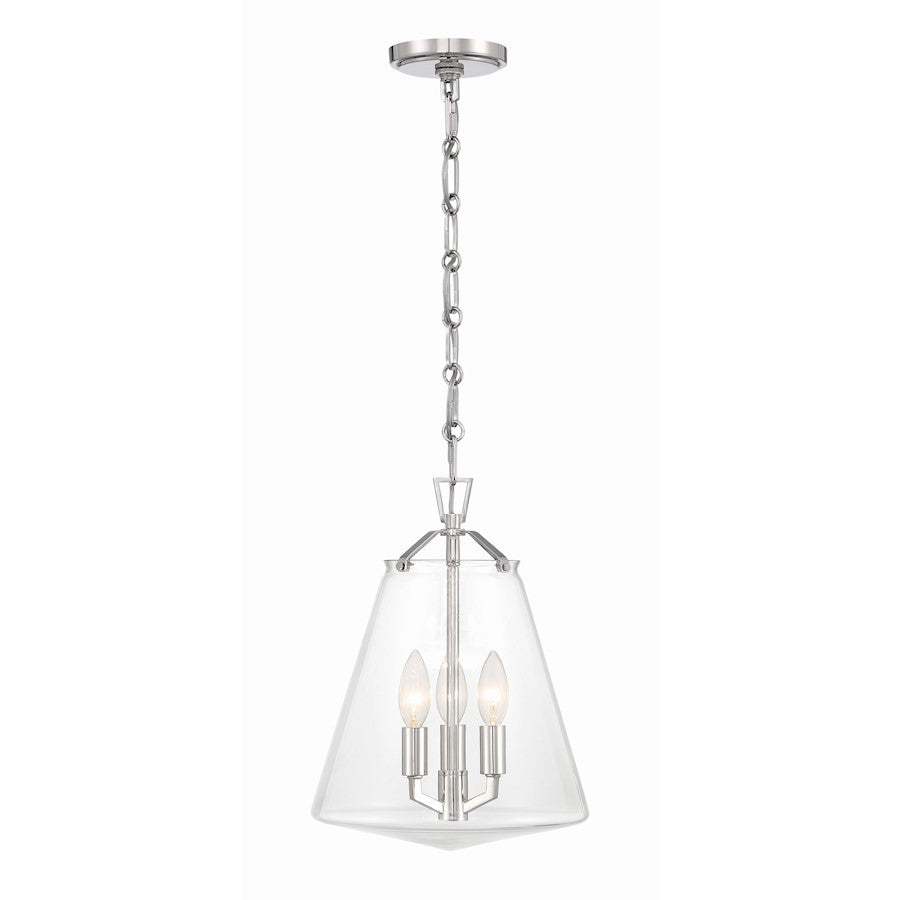 3 Light Mini Chandelier, Polished Nickel