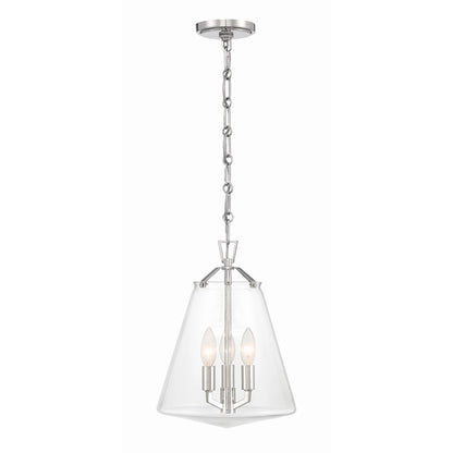 3 Light Mini Chandelier, Polished Nickel