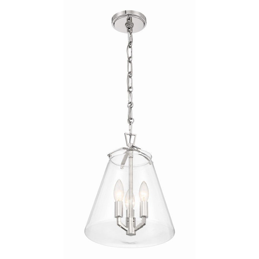 3 Light Mini Chandelier, Polished Nickel