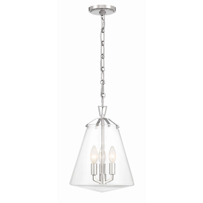 Crystorama Voss 3 Light Mini Chandelier, Polished Nickel/Clear