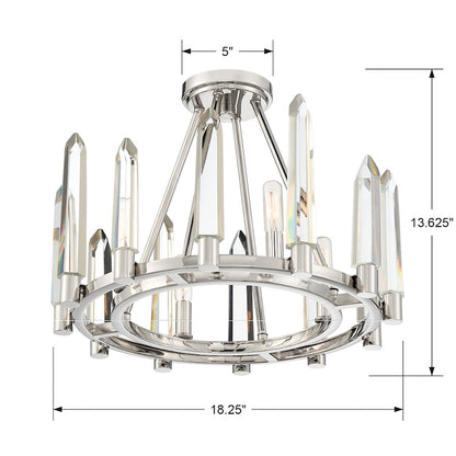 4 Light Ceiling Mount, Polished Nickel