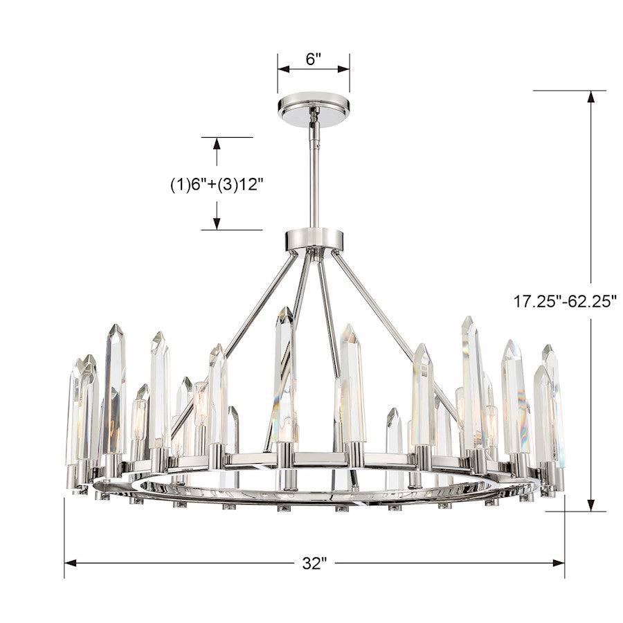 Watson Chandelier, Polished Nickel