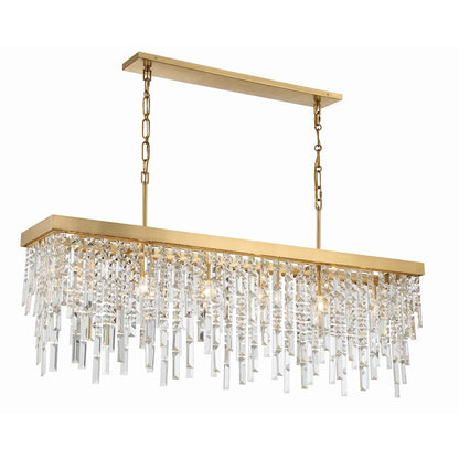 6 Light 25" Chandelier, Antique Gold