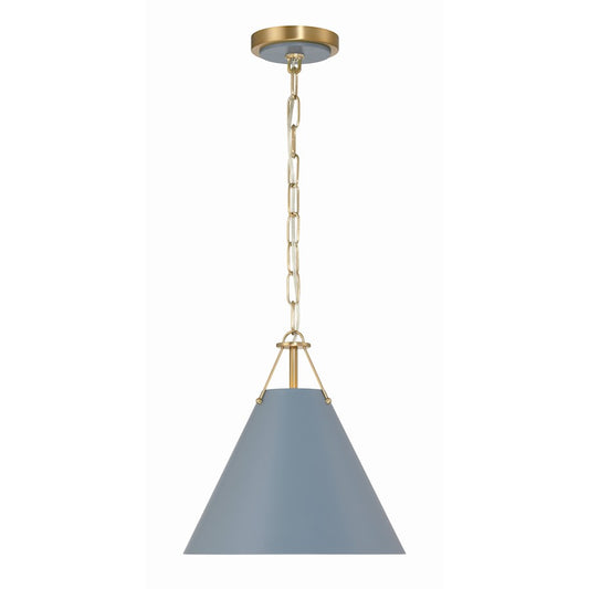 Crystorama Xavier 1 Light Mini Pendant, Vibrant Gold/Blue - XAV-B8301-VG-BL