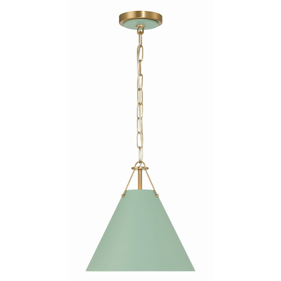 Crystorama Xavier 1 Light Mini Pendant, Vibrant Gold/Green - XAV-B8301-VG-GR