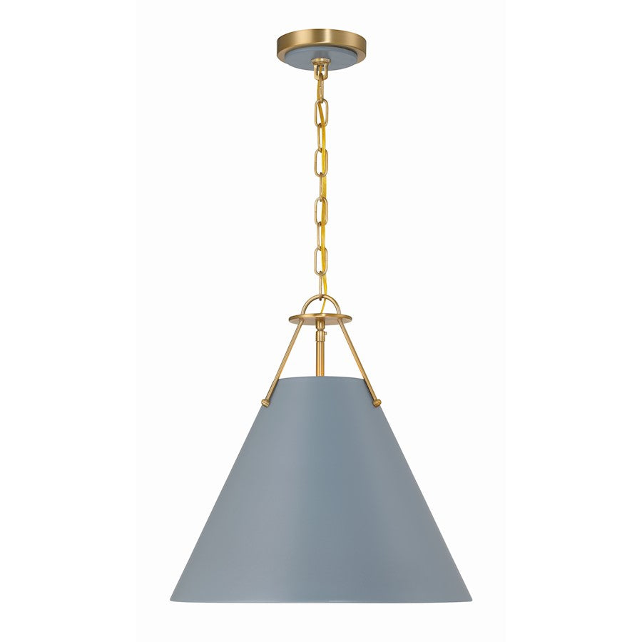 Crystorama Xavier 3 Light Pendant, Vibrant Gold/Blue - XAV-B8305-VG-BL