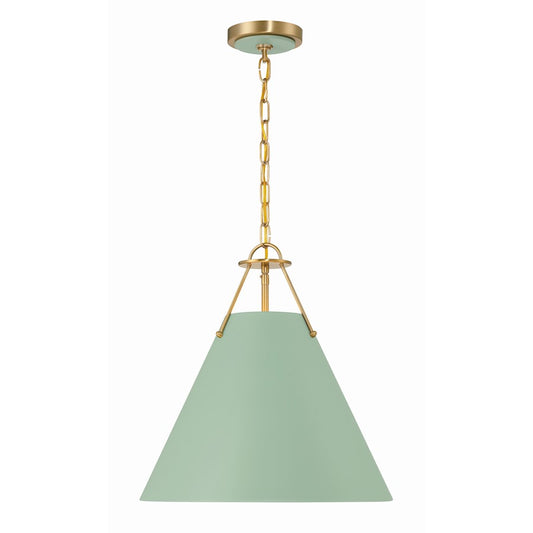 Crystorama Xavier 3 Light Pendant, Vibrant Gold/Green - XAV-B8305-VG-GR