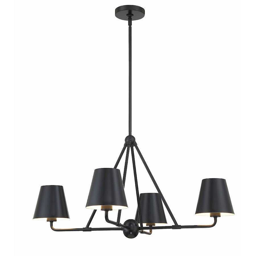 Crystorama Xavier 4 Light 31" Chandelier, Matte Black/White - XAV-B9304-MK