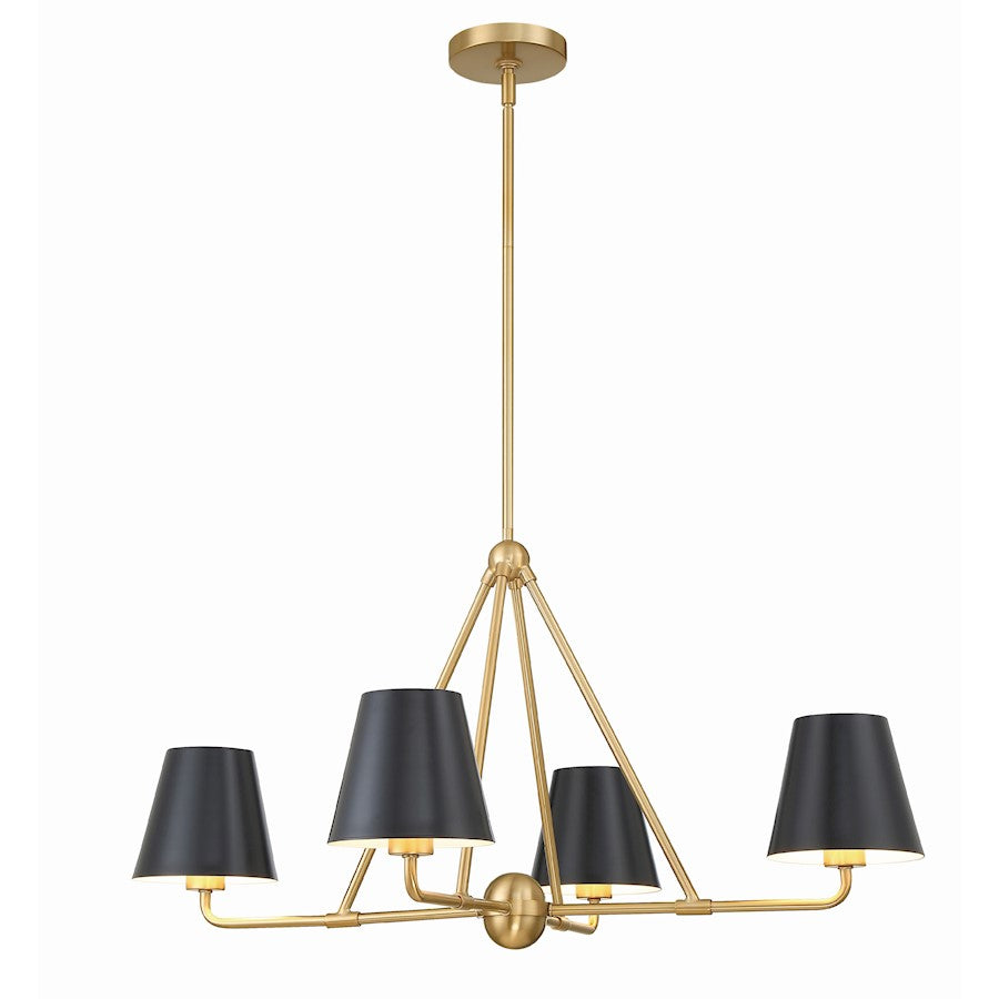 Crystorama Xavier 4 Light 31" Chandelier, Vibrant Gold/White - XAV-B9304-VG