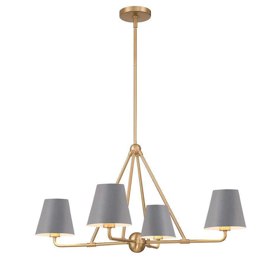 Crystorama Xavier 4 Light Chandelier, Vibrant Gold/Blue - XAV-B9304-VG-BL