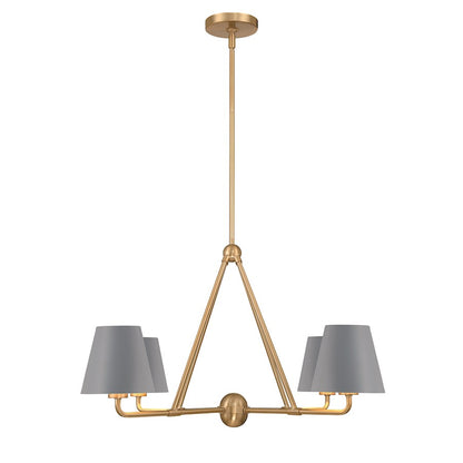 4 Light Chandelier, Vibrant Gold