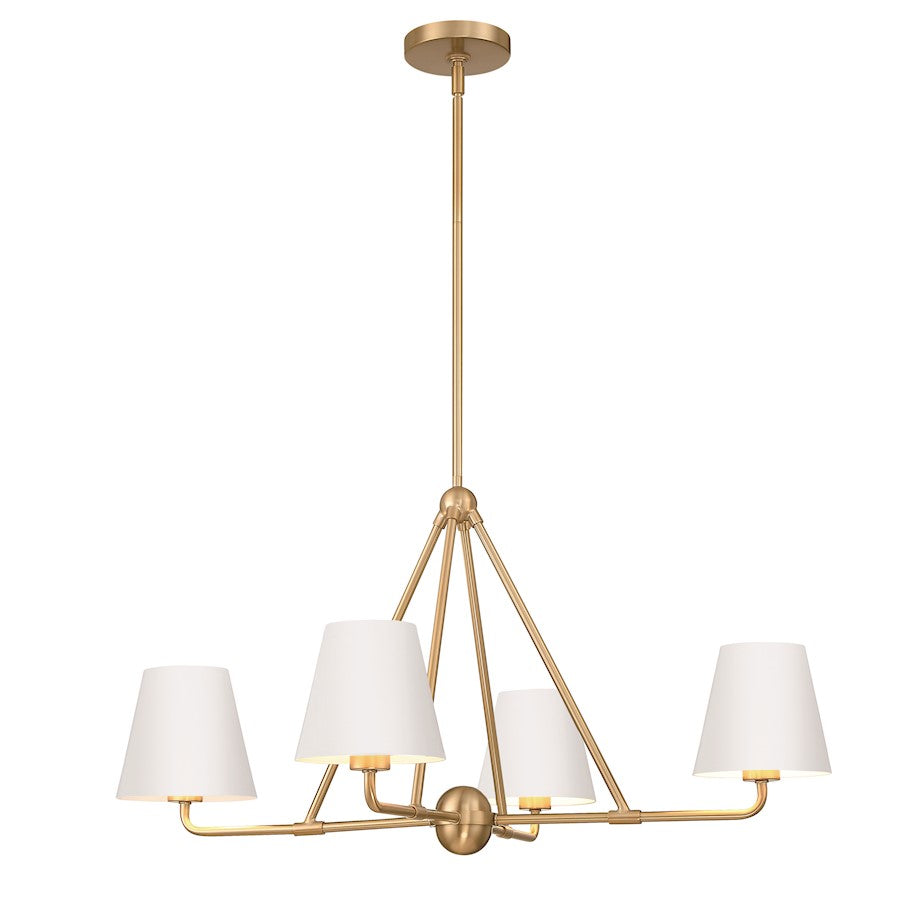 Crystorama Xavier 4 Light Chandelier, Vibrant Gold/White - XAV-B9304-VG-WH