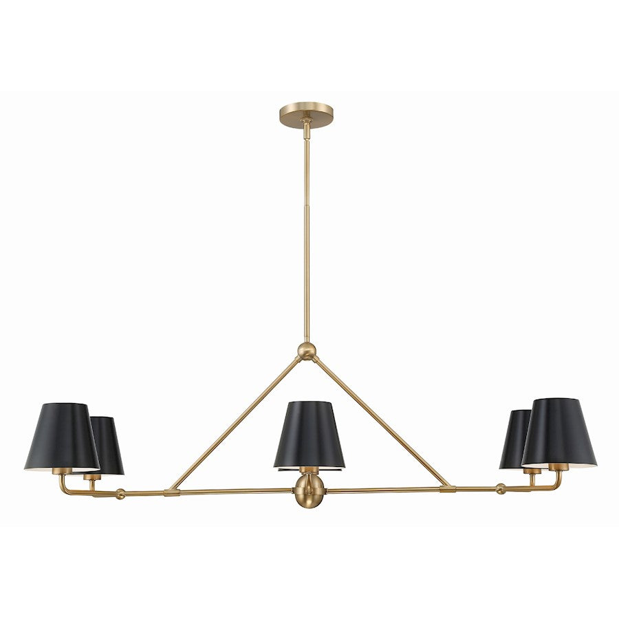 Crystorama Xavier 6 Light Chandelier, Vibrant Gold/Black & White - XAV-B9306-VG