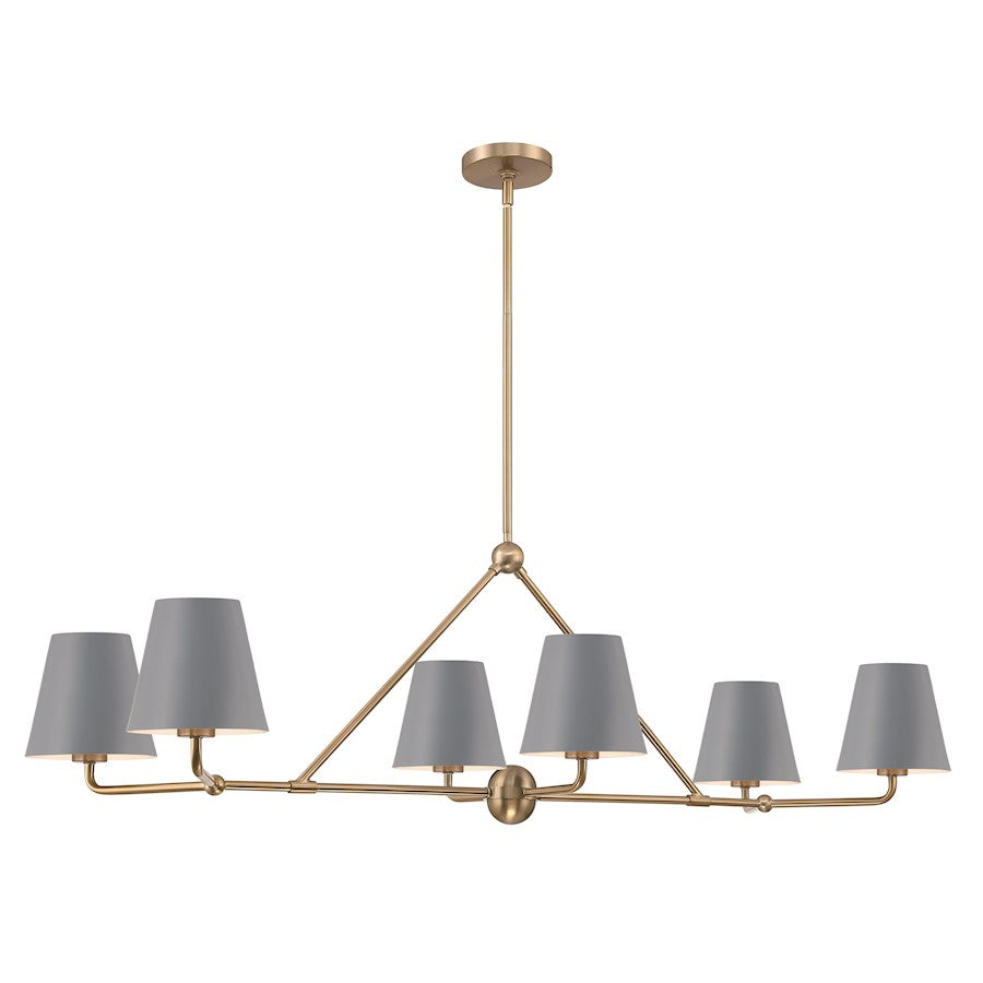 6 Light Chandelier, Vibrant Gold