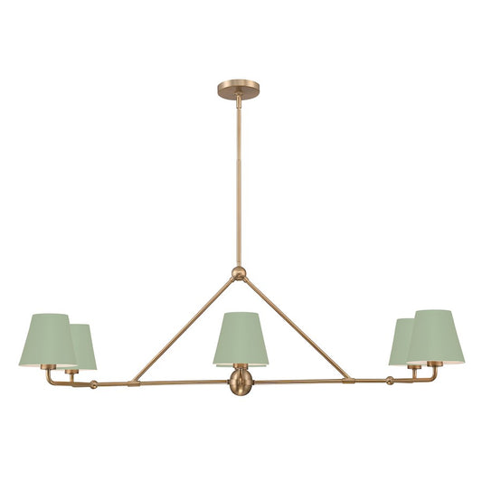 Crystorama Xavier 6 Light Chandelier, Vibrant Gold/Green - XAV-B9306-VG-GR