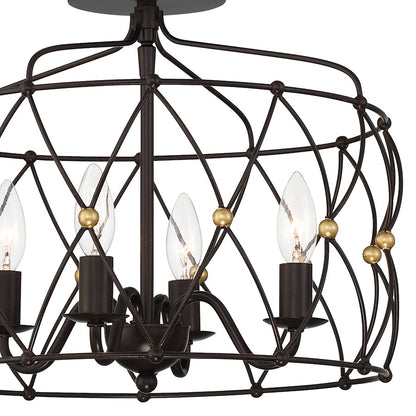 Crystorama Zucca 4 Light Semi Flush Mount, Bronze/Gold