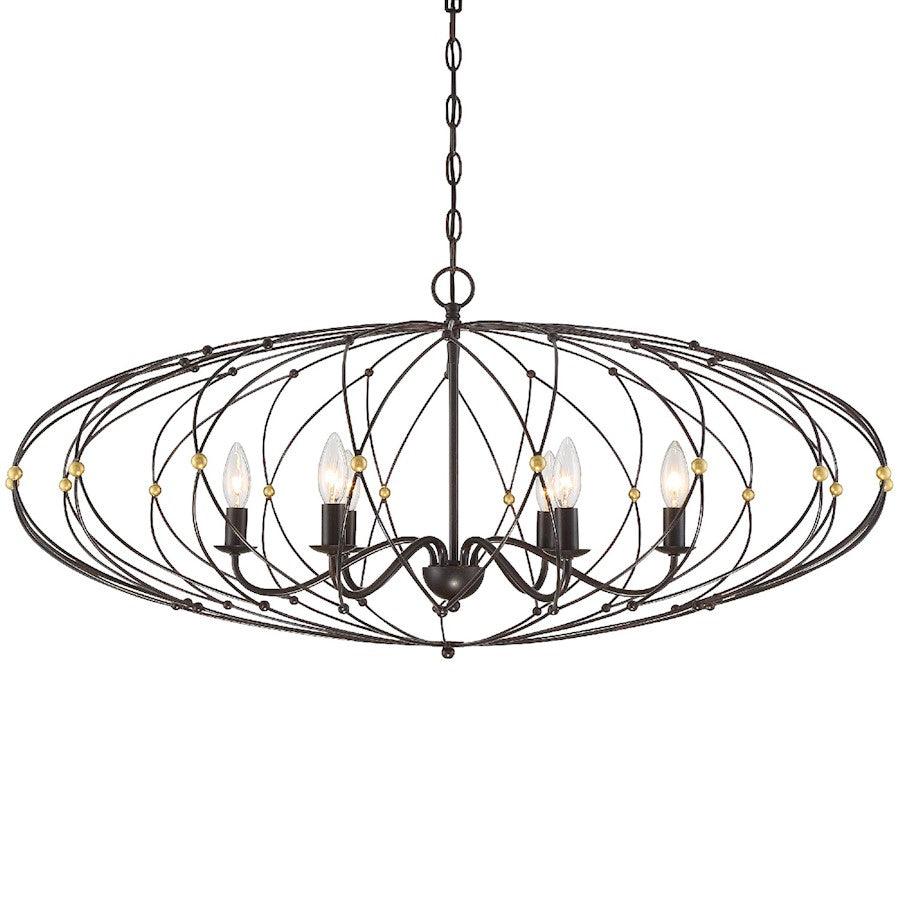 Crystorama Zucca 6 Light Chandelier, English Bronze - ZUC-A9036-EB-GA