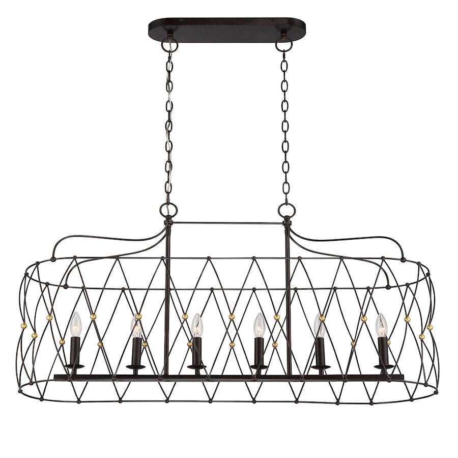 6 Light Chandelier, English Bronze