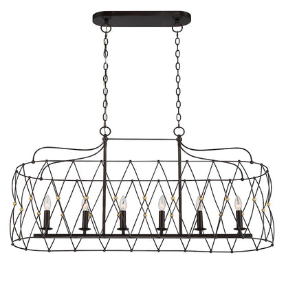 6 Light Chandelier, English Bronze