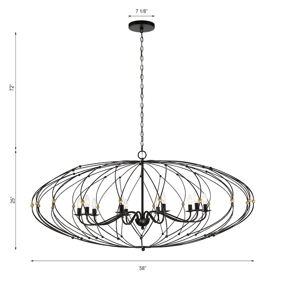 10 Light Chandelier, Bronze