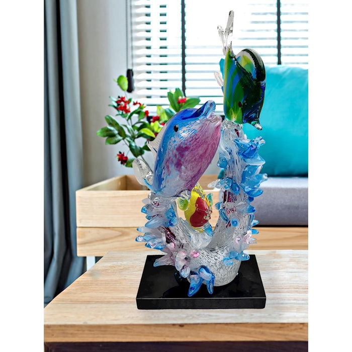 Dale Tiffany Coral Reef Handcrafted Art Glass SculptureBlack