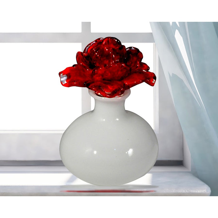 Dale Tiffany Red Rose Hand Blown Perfume Bottle