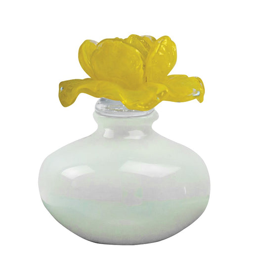 Dale Tiffany Yellow Rose Hand Blown Art Glass Perfume Bottle - AV15156