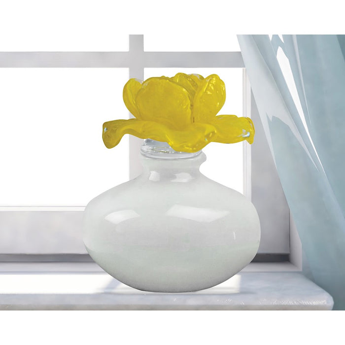 Dale Tiffany Yellow Rose Hand Blown Art Glass Perfume Bottle