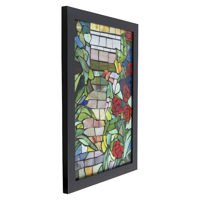 Dale Tiffany Floral Mosaic Art Glass Wall Panel