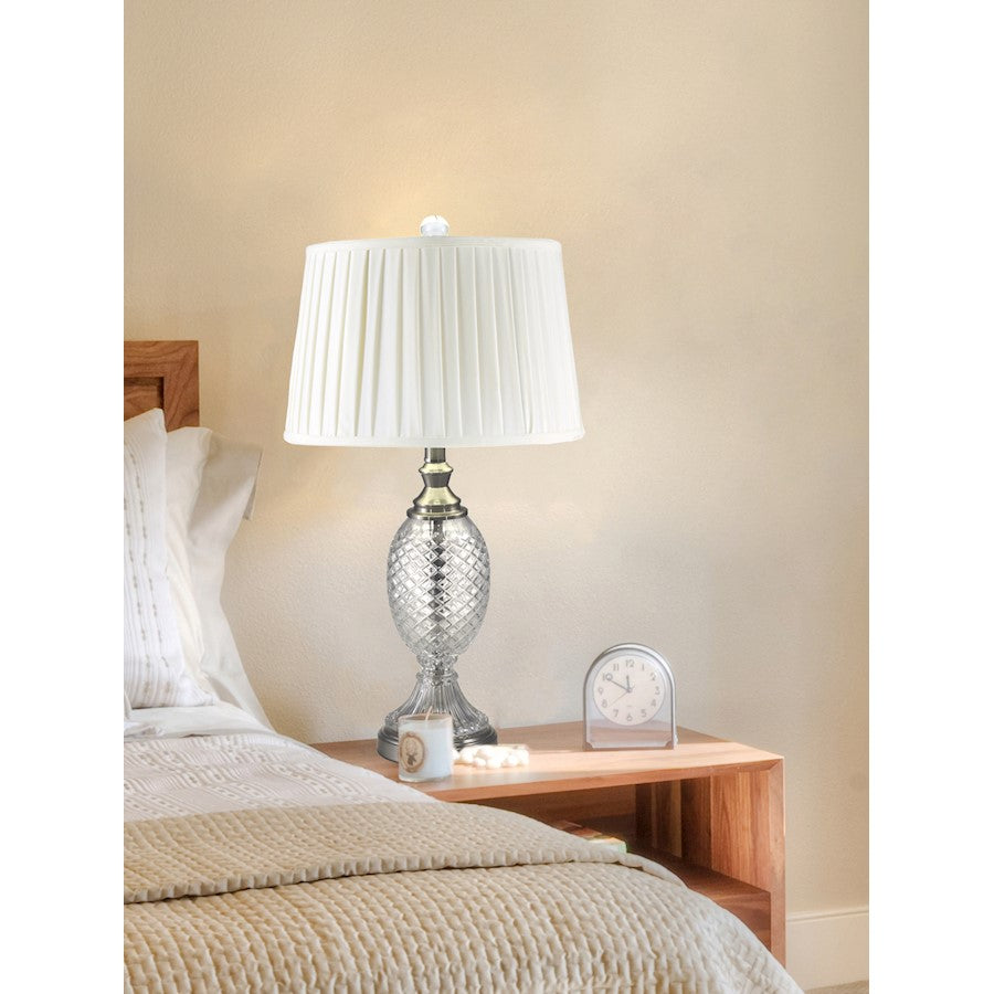 Culmore 24% Lead Crystal Table Lamp, Satin Nickel