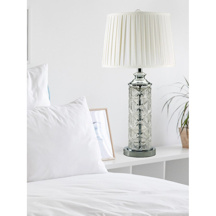 Kaia 24% Lead Crystal Table Lamp, Polished Chrome