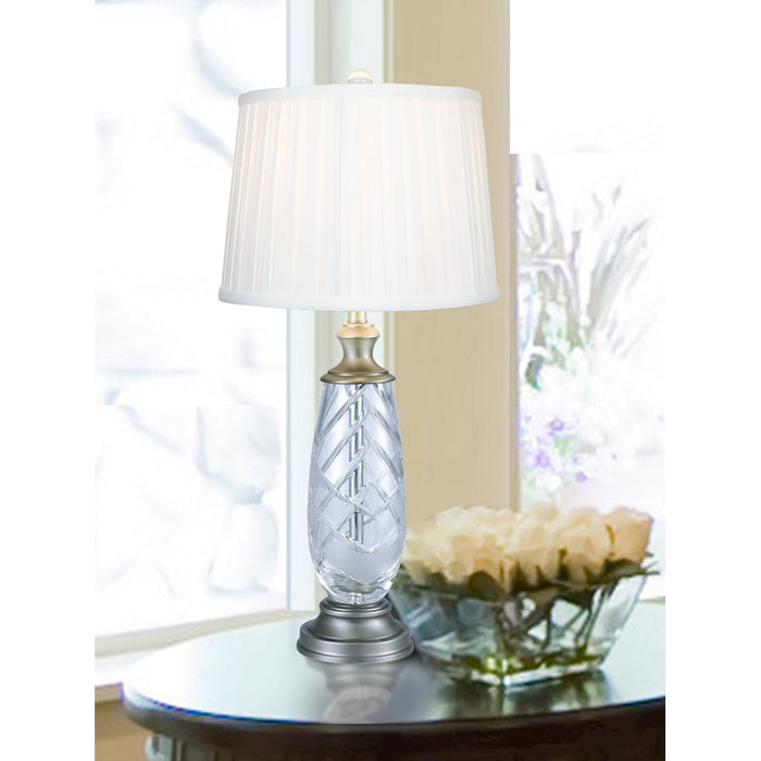 Dale Tiffany Lake Butler 24% Lead Crystal Table Lamp, Antique Nickel